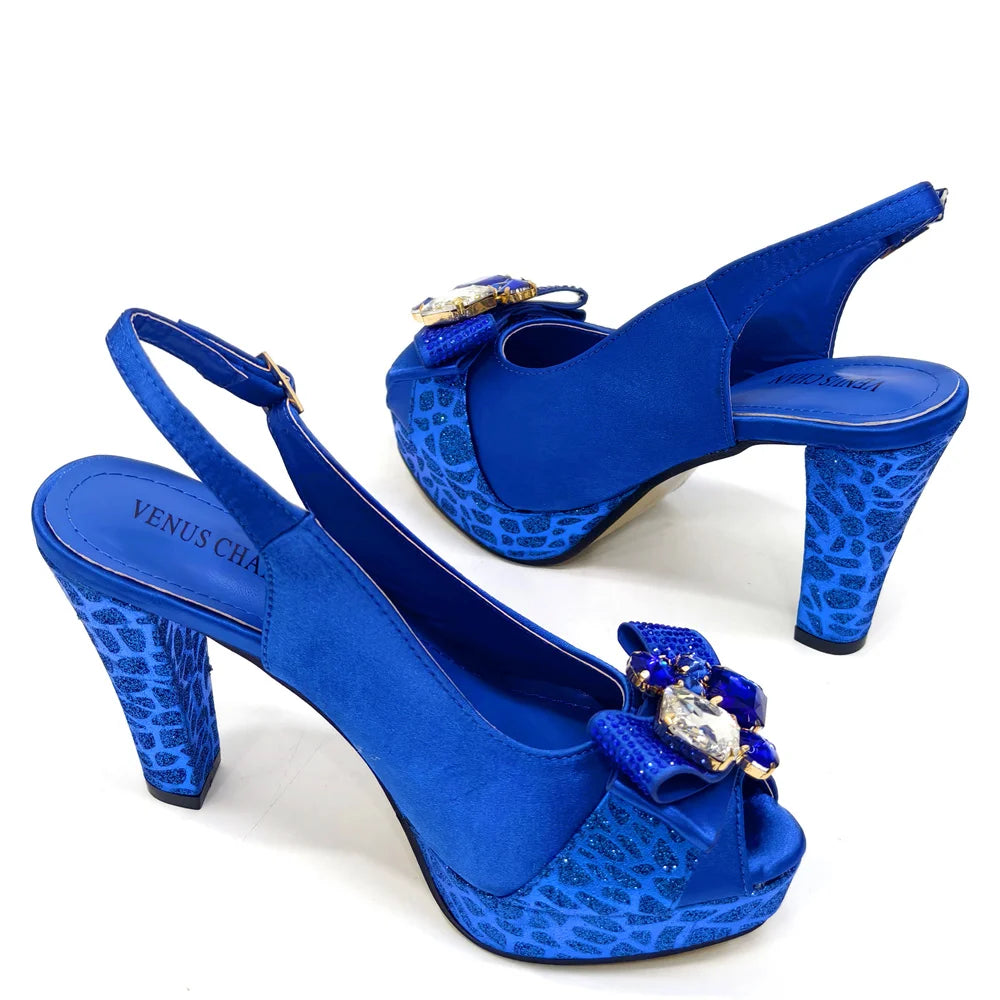 2024 Newest INS Style Black Color Elegant Women High Heels Nigeria Popular Designer African Ladies Shoes And Bag Set