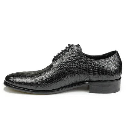 Luxury Crocodile Pattern Genuine Leather Shoes Handmade Men's Vintage Casual Leather Shoes Custom Pointed Toe Oxford Dress Shoe
