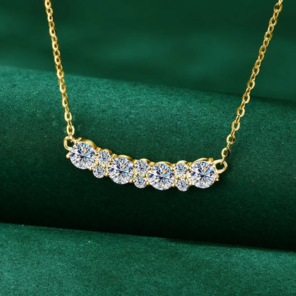 GRA Certified Full Moissanite Smile Pendant Necklace for Women 925 Sterling Silver Clavicle Chain Jewelry Gift Collares
