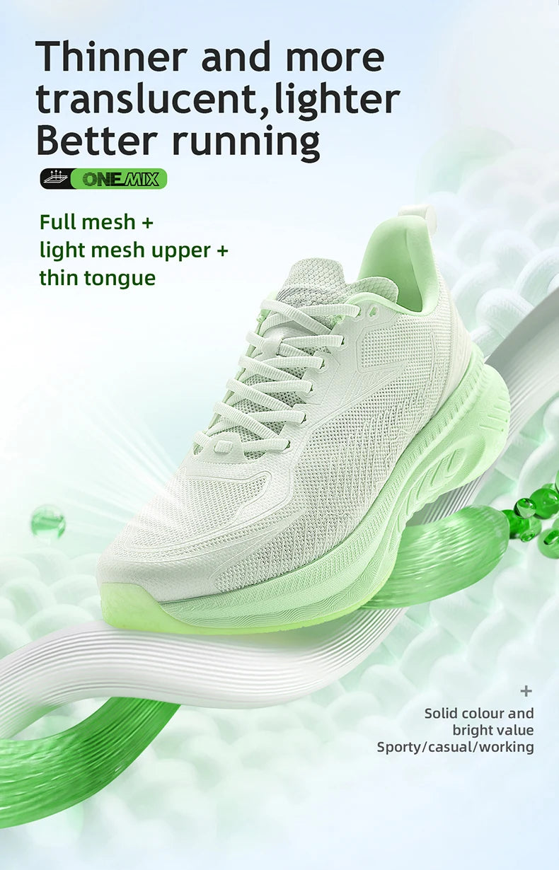 23613 Men Women Summer Lightweight Breathable Running Shoes Shock Absorb Thick Sole High Rebound Wearproof Sports Sneaker