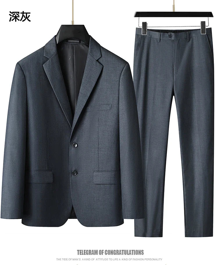 High-End Large Size Men's Three-Piece Suit Set - Business Formal Wedding Dress Coat Vest Trousers Combo for Plus Size Men