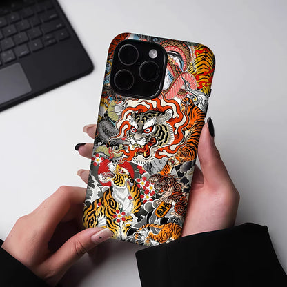 Japanese Tiger & Dragon Collage for Magnetic Phone Case for IPhone 17 16 15 14 13 Pro Max Plus Single Double-layer Tough Case