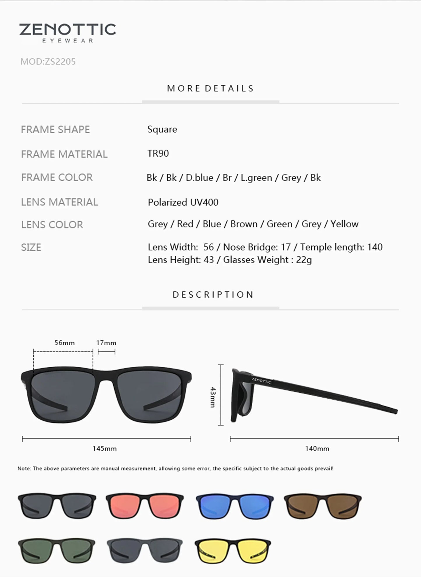 Square Polarized Sunglasses for Men - Lightweight TR90 Frame UV Blocking Shades for Driving Fishing Golf Sports