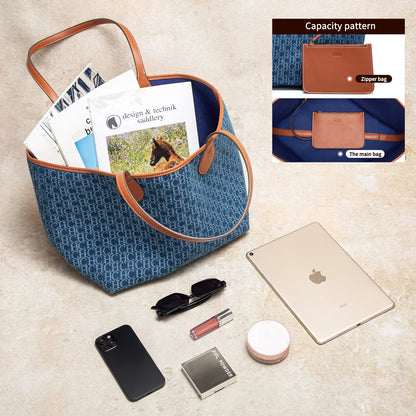New Large Capacity Tote Bag Geometric Elegance Meets Dual-Tone Utility Versatile Double Sided Color Blocking Handbag