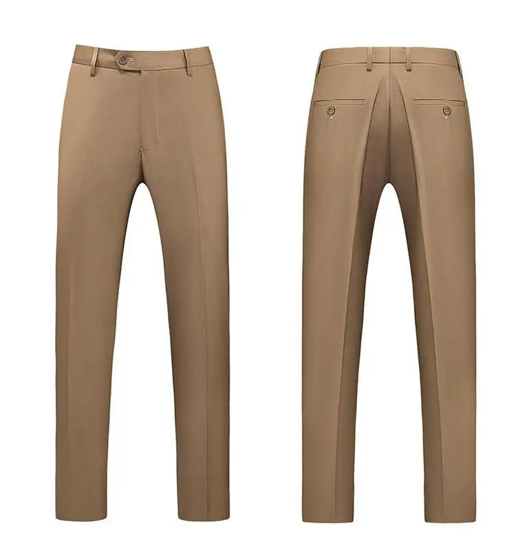 19 Colors High Quality Men's Solid Color Slim Fit Suit Pants Fashion Formal Business Social Groom Wedding High End Trousers