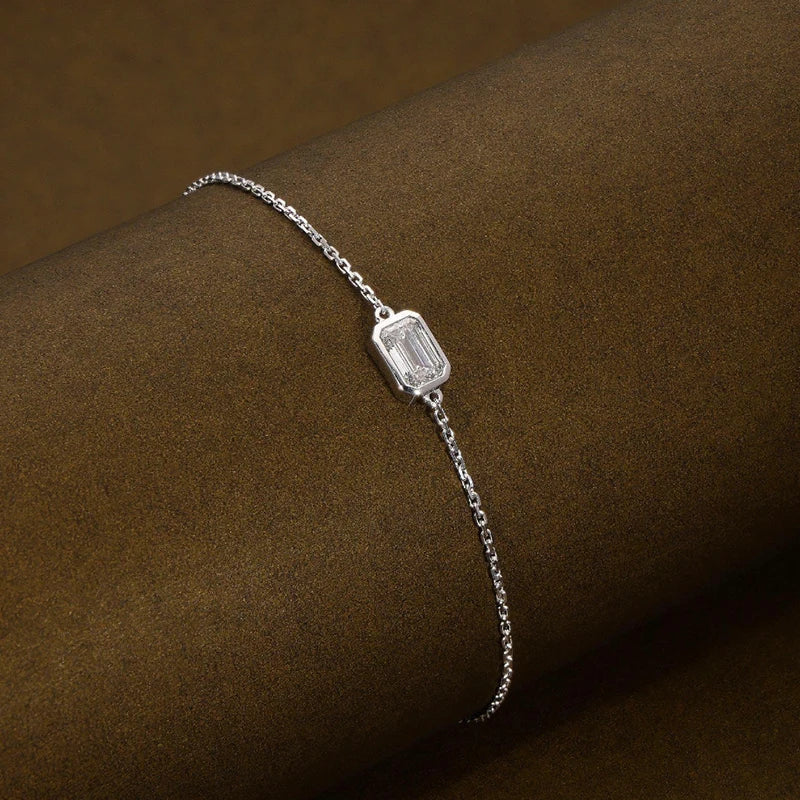 1/2CT Marquise Pear Cut Moissanite Solitaire Link Bracelet Women s925 Silver Bezel Setting Lab Diamond Bridal Wrist Chain