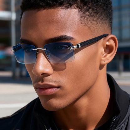 2026 Wooden Rimless Sunglasses Women Trendy Retro UV400 Protection Square Sunglass Men Brand Design Fashion Glasses Dropshipping