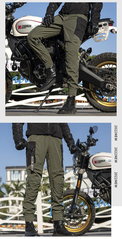 New Black Motorcycle Pants Riding Men Equipemt Summer Breathable Trousers With CE Protection Armor Wearing Gears Accessories