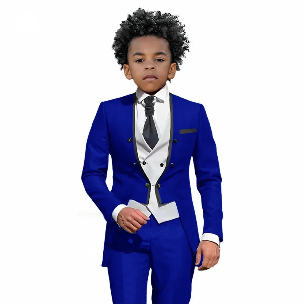 2025 Autumn Handsome Wedding Suits 3 Pieces For Kids, Boys Slim Fit Tuxedo Performance Costumes,Formal Blazer Banquet Outfit