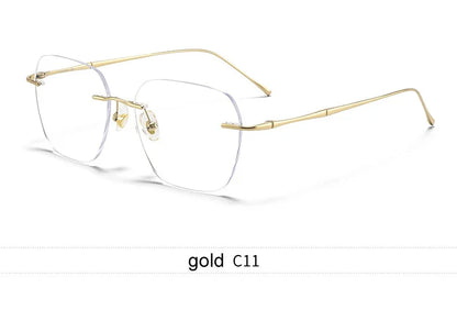 Ultra-light Titanium Rimless Myopia Frames Unisex Simple Square Read Frames Glasses Customized Prescription Glasses F0623