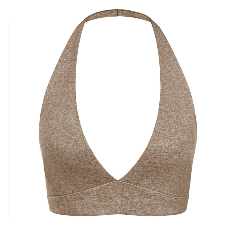 Women's Yoga Suits Camisole Backless Nude Beautiful Back Neck Hanging Bra Flared Pants Fitness Set