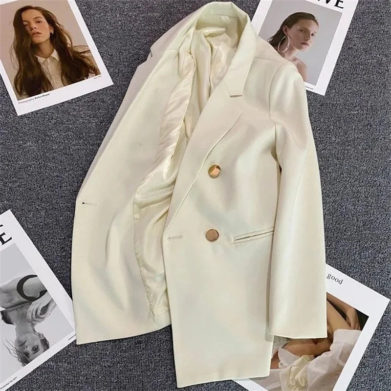 Spring Autumn High Quality Long Sleeve Female Blazer Double Button Jacket Ladies Business Work Wear Formal Coat Women Outerwea