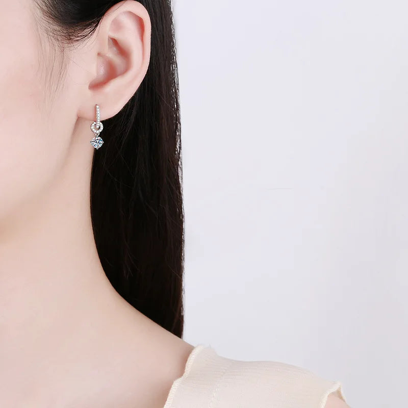 Real 1CT Moissanite Drop Earrings For Women Party Fine Jewelry S925 Sterling Silver GRA Certified Diamond Earring Wholesale