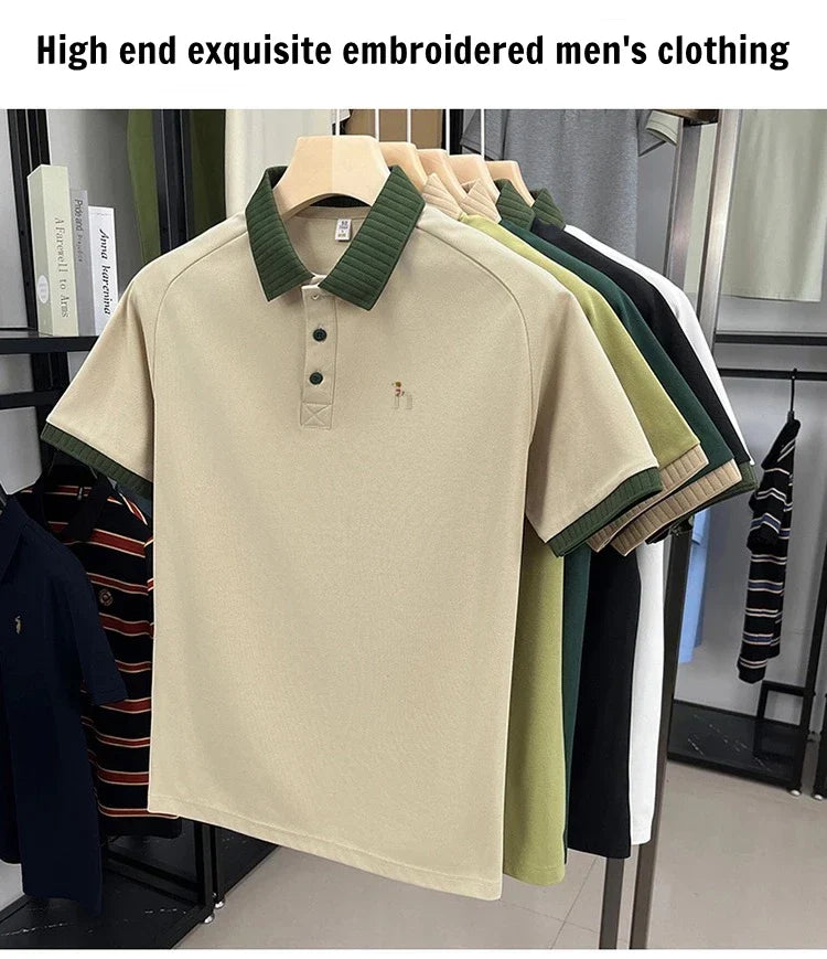 Fashion high-end brand POLO shirt exquisite little dog embroidery lapel T-shirt new comfortable and leisure men's short sleeve