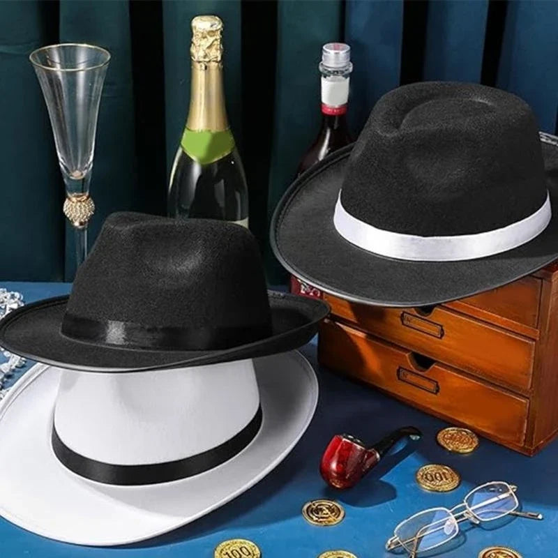Elegant Fedoras Hat for Roleplay Costume Gentleman Hat with Roll Brims Adult Carnivals Party Panama Hat Headpieces