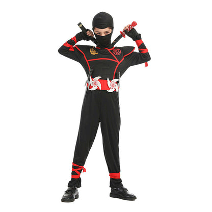 Black Ninja Costume Boy Halloween Japanese Samurai Costume Kid Anime Muscle Costume with Foam Accessories Best Children Gift