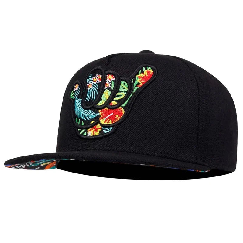 Unisex Colorful Fingers Embroidery Hip-hop Hats Outdoor Adjustable Casual Baseball Caps Sunscreen Hat