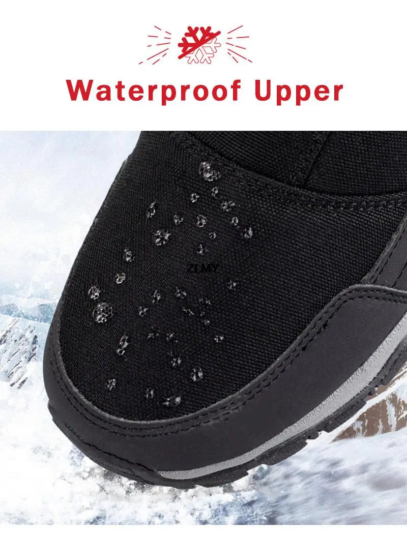 Waterproof Men Women Snow Boots High Top Ankle Winter Boots Platform Warm Plush Man Cutton Shoes Outdoor Non-slip Snowboots Male
