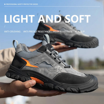 Men Safety Work Shoes Plastic Toe Safety Boots Fashion Lightweight Comfort Working Sneakers Anti-puncture Indestructible Shoes
