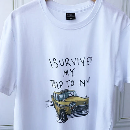 Funny Tshirt Men Women I Survived My Trip To NYC Print Tops Casual Streetwear Unisex Fashion T Shirt Tom Holland Same Style Tees