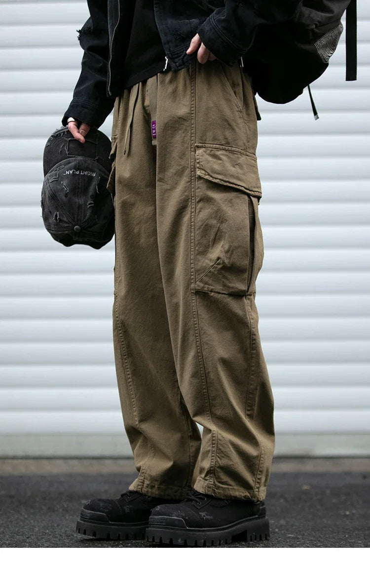 Oversized Cargo Pants For Men Multi Pocket Loose Fit Streetwear Casual American Style Korean Trendy Fashion Straight Leg Pants