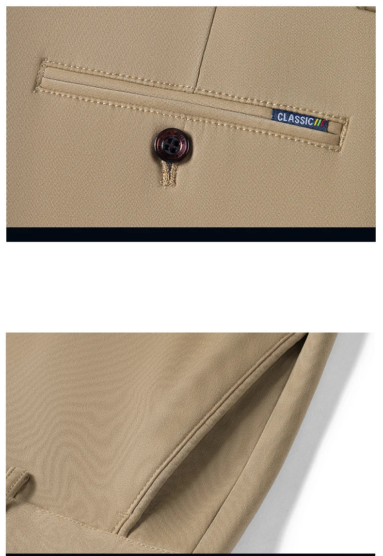 97% Cotton Straight Velvet Casual Pants Men Stretch Loose Classic Business Warm Trousers High Quality Winter Thick Fleece Pants