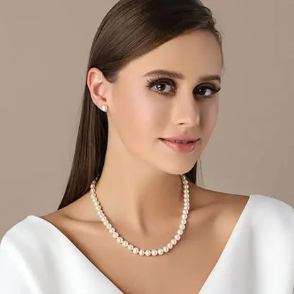 8-10MM Baroque Natural Freshwater Pearl Necklaces for Women 925 Sterling Silver Necklaces Jewelry 40-50cm Length