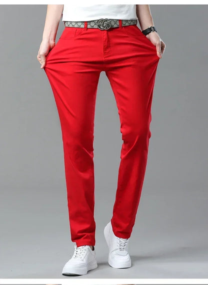 5 Colors 98% Cotton Stretchy Jeans Men's Mid-waist Straight Pencil Denim Trousers Brand Clothing Personality Fashion Male Pants