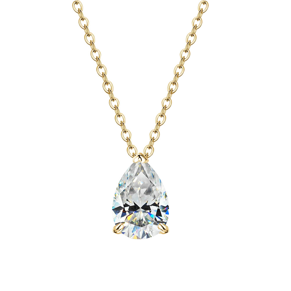 1-4CT Water Drop Moissanite Pendant Necklace Women 925 Sterling Silver Round/Sharp Claw Lab Diamond Pendant Neck Chain