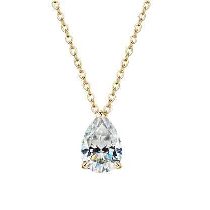 1-4CT Water Drop Moissanite Pendant Necklace Women 925 Sterling Silver Round/Sharp Claw Lab Diamond Pendant Neck Chain