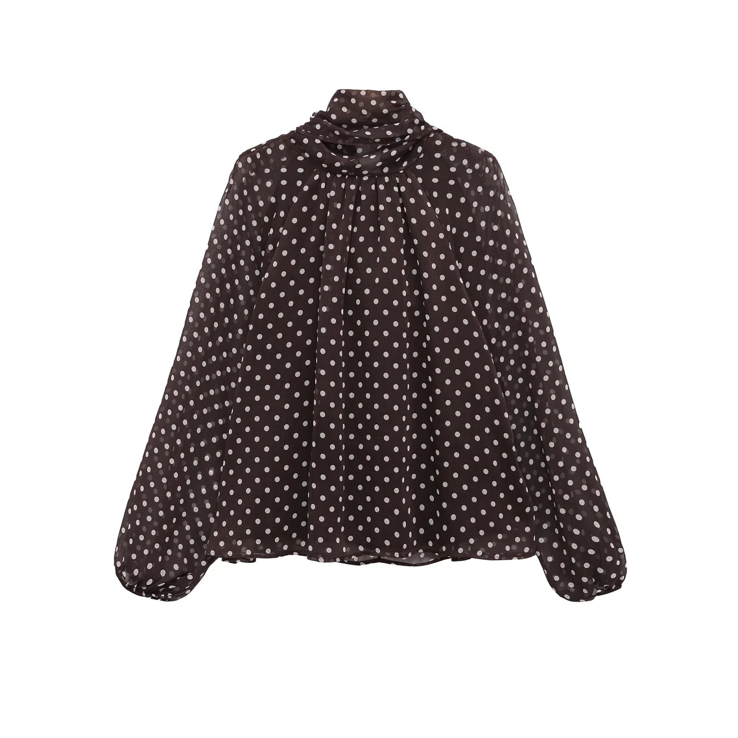 Polka Dot Printed Women Shirt 2026 Spring New Bow Tied Blouse Woman Tops Lady Ruffles Long Sleeve Loose Elegant Blouses Top ﻿