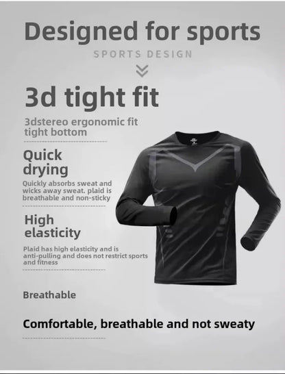 Men's Thermal Plush Base Layer Set Winter Thickened Running Trainning Quick Drying Clothes Fitness Tight Sports Men's Sweats Set