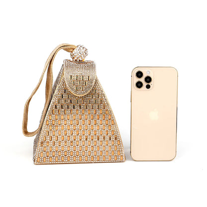 Fashion Lady Evening Bags Acrylic Day Clutch Triangle Design Diamonds Party Shoulder Handbags Banquet Purse