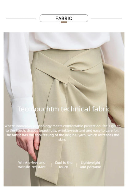 Women's Skirt 2026 Spring New H-Line Elegant Anti-wrinkle Split Skirt Solid Mid-length Versatile Woman Clothes 12621005