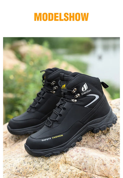 Mens Safety Shoes With Steel Toe Waterproof Boots Puncture Proof Anti-smash Mens Outdoor Work Sneakers Construction Work Shoes