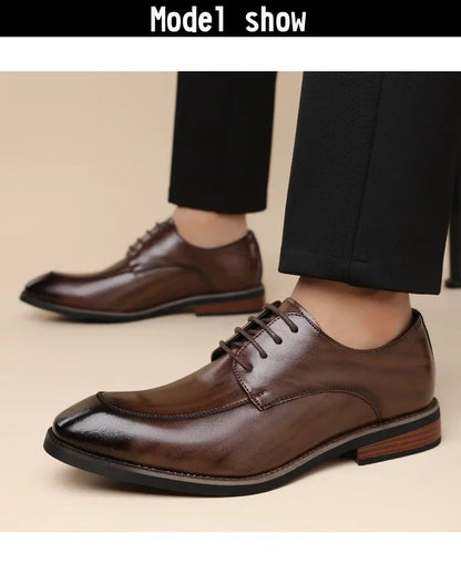 Men's Formal Leather Shoes, Comfortable Soft Sole Office Derby Shoes, Breathable Anti-Slip Business Men's Shoes-HT1009