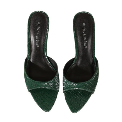 Sexy Brand High Heels Slides Female Slippers New Summer Open Toe Sandals Female Concise Mature Designer Banquet Party Shoe Woman