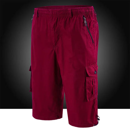 Cargo Shorts Men Zipper Pocket Many Men's Breeche Long Length 3/4 Capri Short Pant Cotton Bermuda Summer 2024 Casual Male Shorts