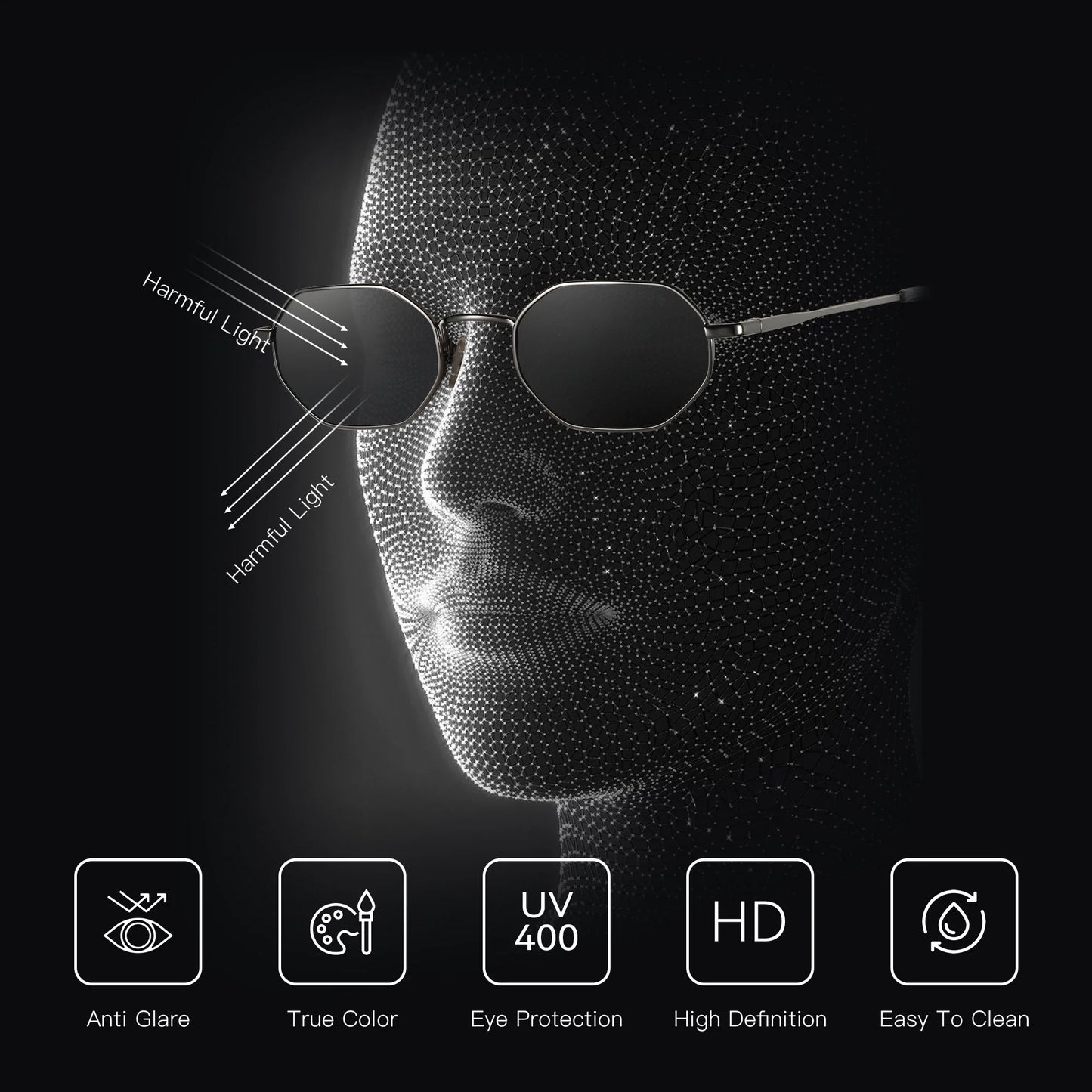 Retro Small Polygon Polarized Sunglasses Women Metal UV400 Sun Glasses Men Anti-Glare UV400 Goggles Driving Eyewear