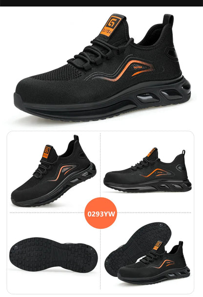 Breathable safety shoes summer man anti puncture safety work sneakers with iron toe male safety shoes men lightweight work shoes