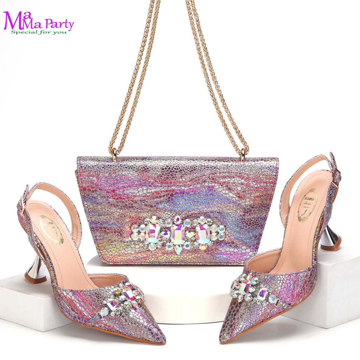 Wine Fashion Leisure Style 2025 New Coming Nigerian Women Shoes Matching Bag Set Pointed Toe High Quality  For Wedding Party