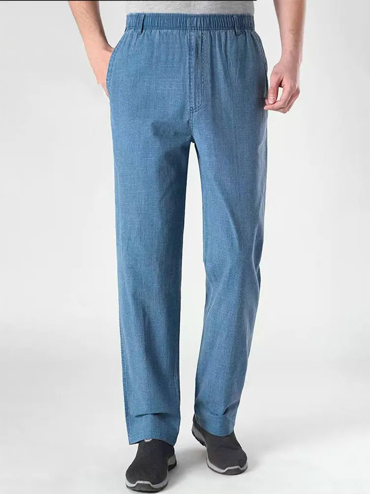 Summer Linen Men Casual Pants Work Wear Office Thin Golf Straight Long Formal Suit Trousers Plus Size 5xl 2024 New