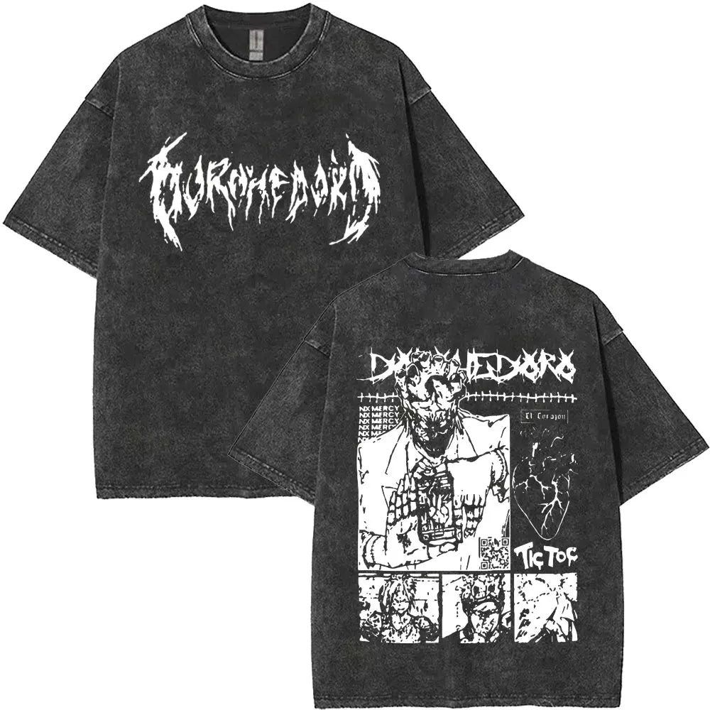 Anime Dorohedoro Kaiman Washed T-Shirt Men's Women Clothing Hip Hop Gothic Y2k T-Shirt Oversized Short Sleeve Cotton Tees Tops