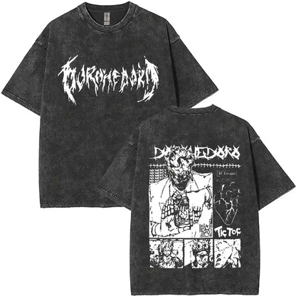 Anime Dorohedoro Kaiman Washed T-Shirt Men's Women Clothing Hip Hop Gothic Y2k T-Shirt Oversized Short Sleeve Cotton Tees Tops