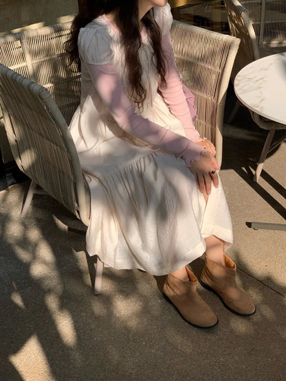 Spring 2025 Chic A-Line Dr Korean Sle Long Svel Women's Faionable Gown Ele Personali Commute Suitable Dr