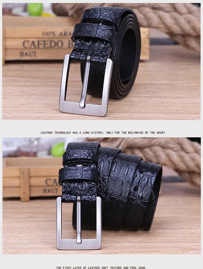3.8CMNew Fashion Luxury Crocodile Skin Design men belt Genuine Leather Pin Buckle Alligator Jeans belts for Men's Cinto