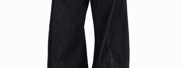 American Retro Deconstructed Bla Knife  Jeans Women's Loose Silhouette Wide Leg Floor Length Trousers Casual High Waist...