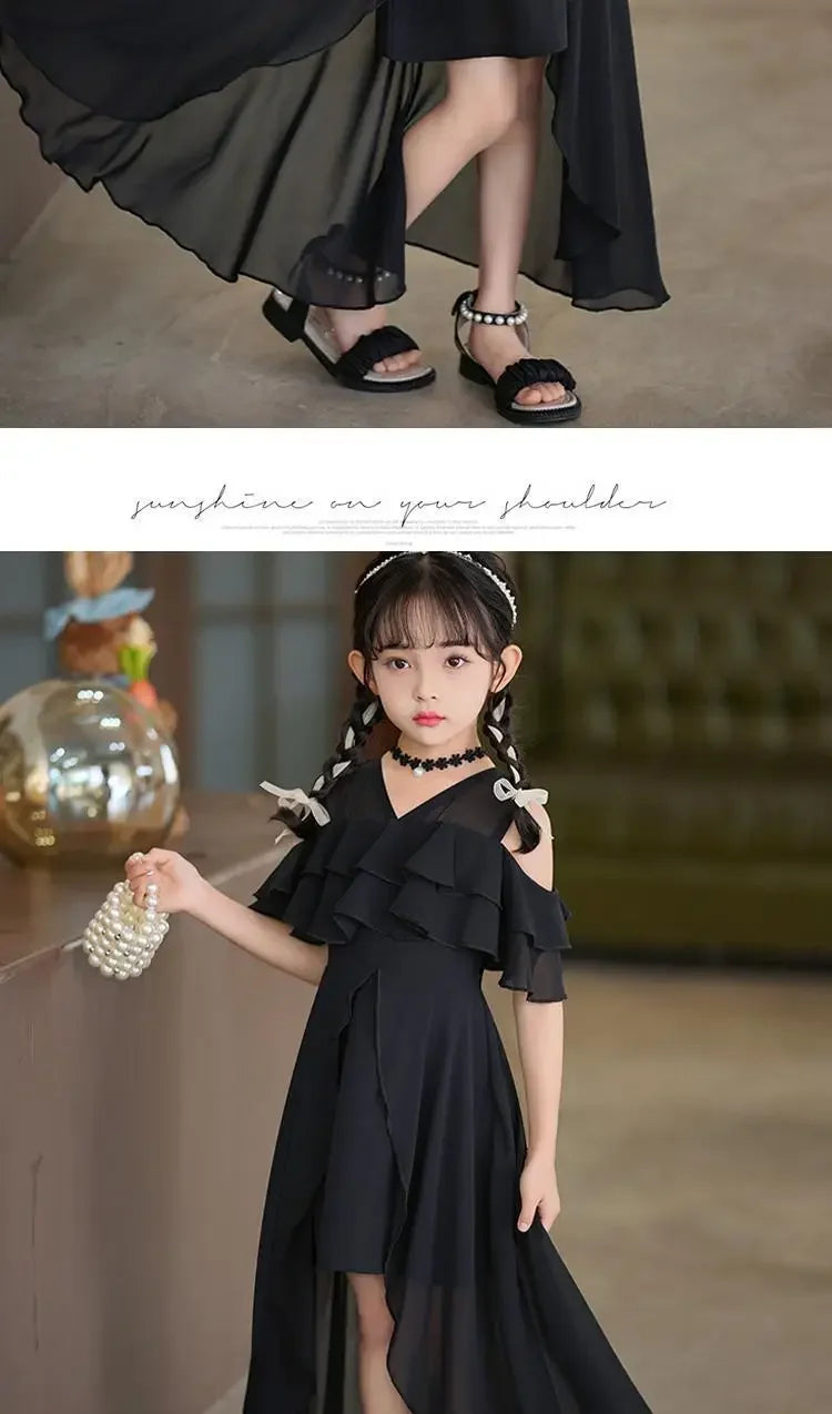 Fashion Chiffon Boho Girls Dresses Bohemian Beach Kids Clothing Vestido Girl Outfit Robe Fille Casual Maxi Children Dress Summer