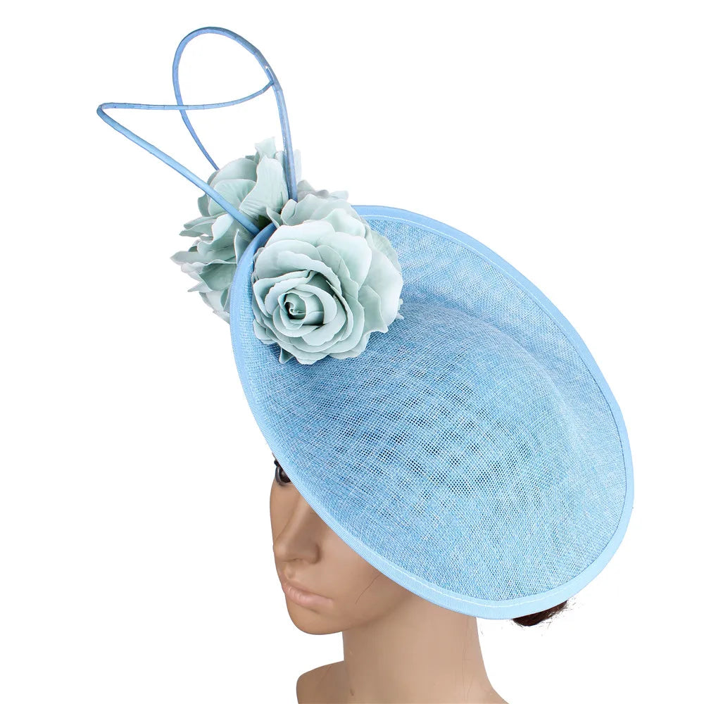 Gorgeous Formal Dress Wedding Fedora Cap Women Big Derby Headpiece Flower Fashion Fasinator Hat Handmade Occasion Millinery Cap