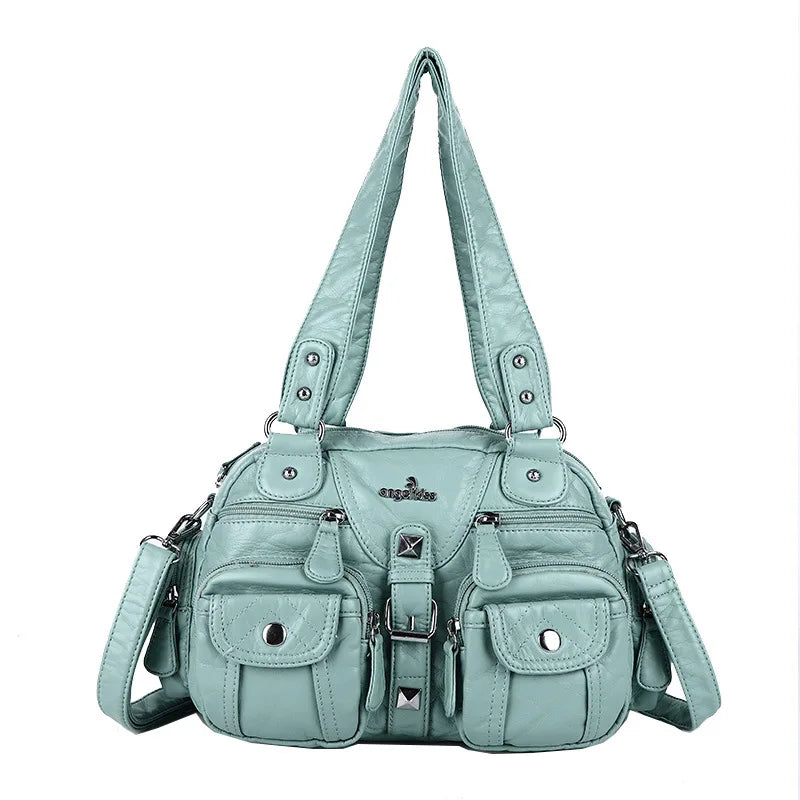 Bag Women Small Handbags Satchel Top-handle Handbag PU Shoulder Bag 8”x11” Dumpling Pack Multi-pockets Shoulder Bag